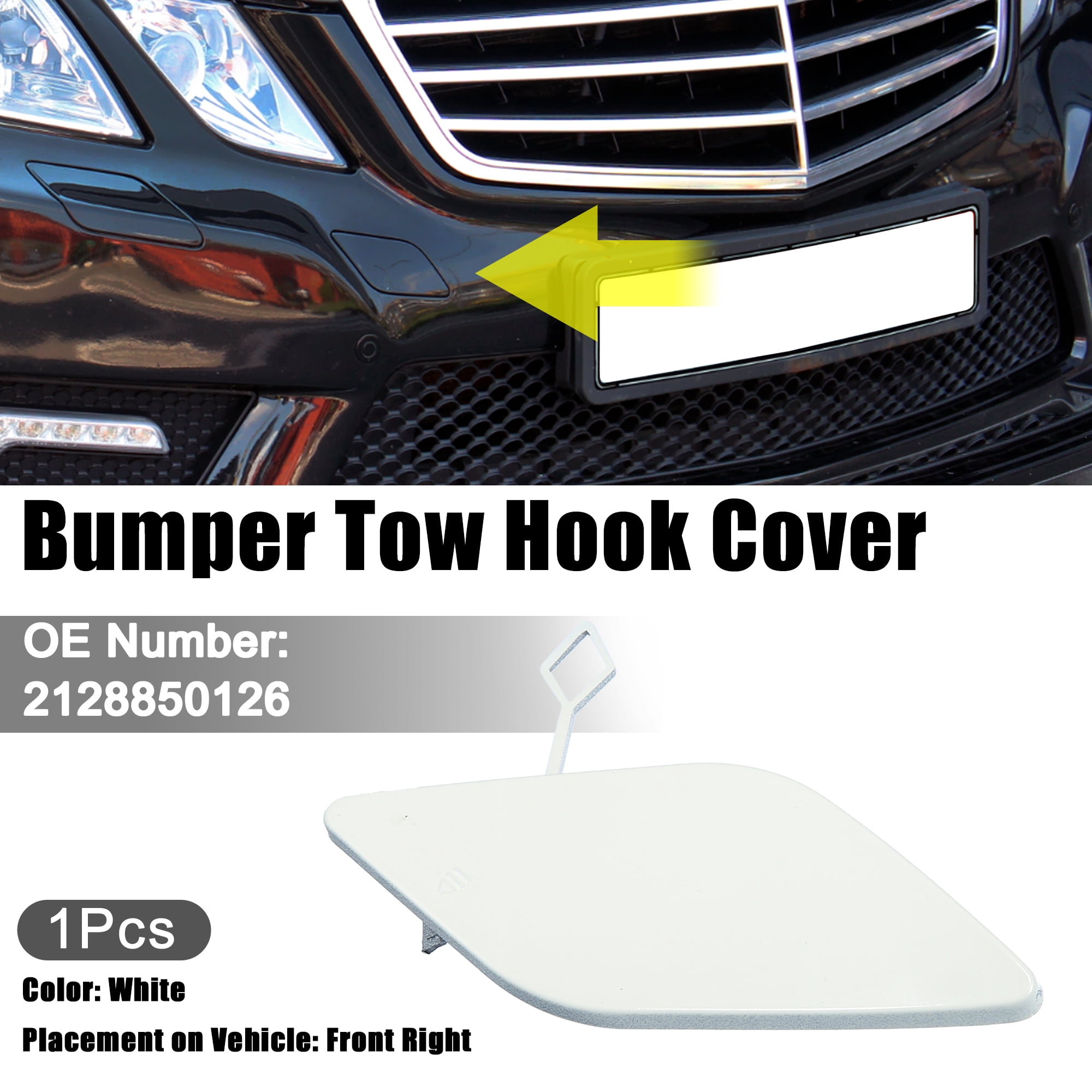 Unique Bargains Front Right Bumper Tow Hook Cover for Mercedes Benz W212 White