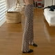 thumbnail image 2 of Pantalones acampanados Leggings estampados ajustados de talle alto largos acampanados para mujer Lady Street Brown Grid L, 2 of 5
