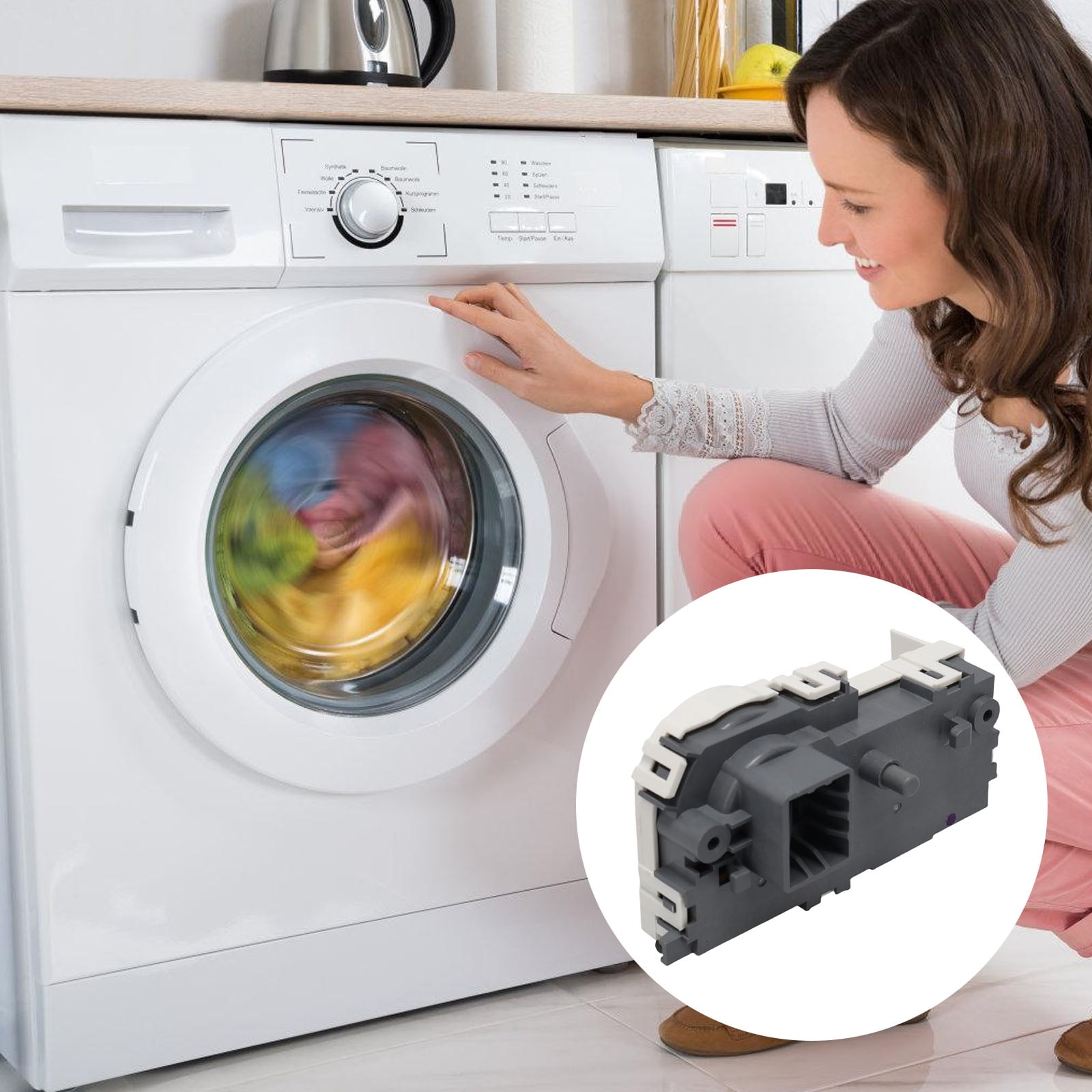 Heavy Duty Washer Door Lock Assembly Replacement Washing Machine Door Locking Mechanism Heat Resistant Components