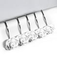 thumbnail image 2 of White Rose Stainless Steel Shower Curtain Hooks (12 Count), 2 of 8