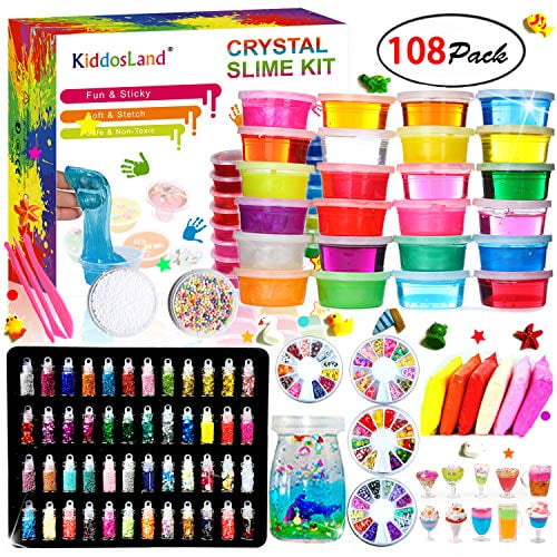 Essenson Children?s DIY Slime Kit with 12 Colours Crystal Clay Slime 48 