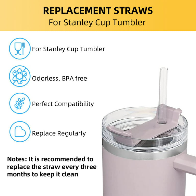 Replacement Straws For Stanley Travel Tumbler 6 Pck Reusable Clear Straw  & Brush