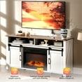 thumbnail image 3 of PAPROOS Fireplace TV Stand for 65 in TV, TV Stand with Storage Shelves, Entertainment Center for Living Room Bedroom, White+Brown, 3 of 7