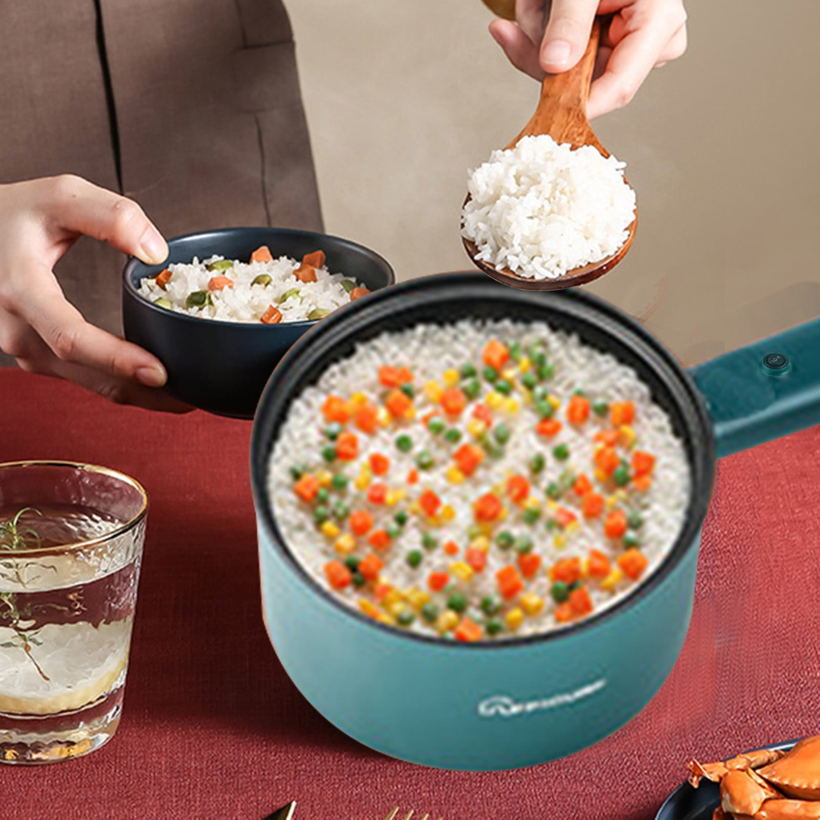 Avdolw 450W Multifunctional Electric Cooker with 1.8L Capacity - Non-Stick Mini Pot for Rice, Steak, and Soup
