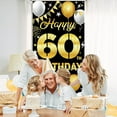 thumbnail image 2 of Happy 60th Birthday Decorations for Men & Women – Black Gold 60th Birthday Banner Backdrop, Fabric Yard Sign, Photo Props for Indoor Outdoor Party, 2 of 6