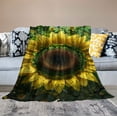 thumbnail image 2 of COMIO Sunflower Throw Blanket Botanical Floral Plush Blankets and Throws Yellow Sunflower Cows Print Sherpa Blanket Soft Lightweight Cover, 2 of 6