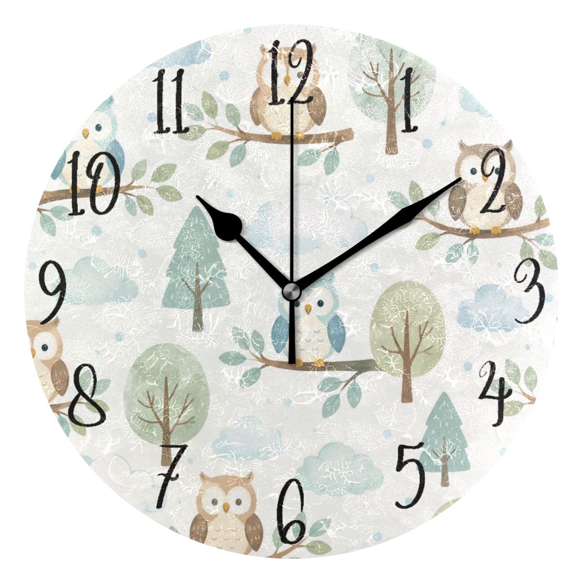 Round Art Wall Clock Vintage Oil Painting Texture Decorative Clock Black Pointer, Multi Purpose