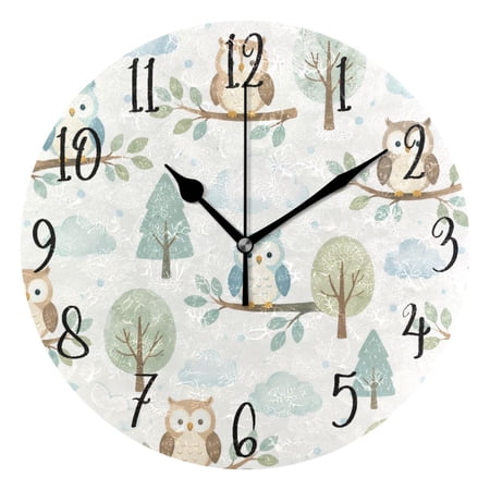 Round Art Wall Clock Vintage Oil Painting Texture Decorative Clock Black Pointer, Multi Purpose
