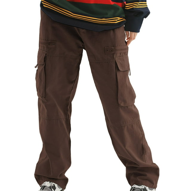 cfhntfmh Pantalon Cargo Décontracté pour Homme avec Poches Taille Haute Élastique Pantalon de Randonnée Tendance Pantalon Cargo d'Extérieur Mode Automne