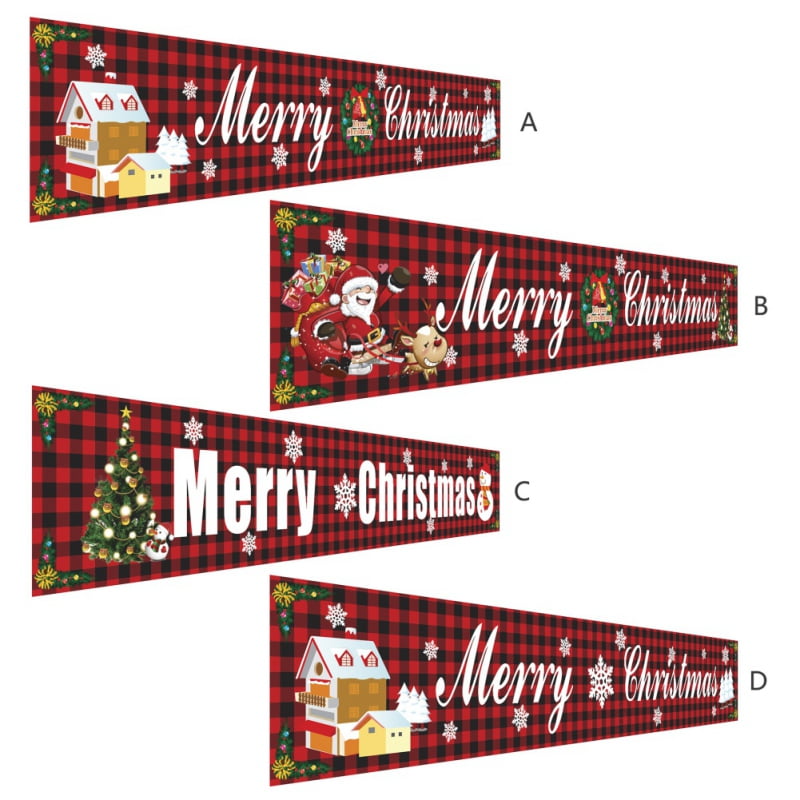 Large Merry Christmas Banner | Outdoor Red Grid Christmas Banner
