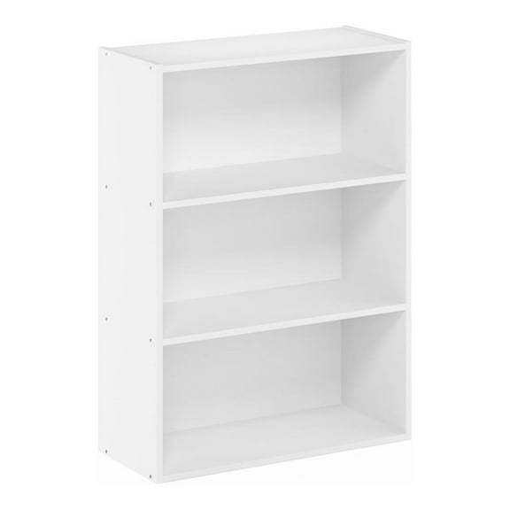 Pemberly Row Contemporary Engineered Wood 3-Tier Open Shelf in Plain White