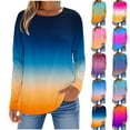 thumbnail image 5 of Fancifize Womens Trendy Long Sleeve Shirts Color Block Casual Crewneck Pullover Top Tshirt Basic Tee Loose Soft Fall Fashion Outfits, 5 of 5