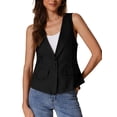 thumbnail image 2 of CHALECO LIVIANO DE LINO SIN MANGAS CON ESCOTE EN V Y UN SOLO BOTÓN PARA MUJERES CHIC M NEGRO, 2 of 6
