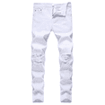 thumbnail image 4 of Juicy Trendz Men’s Distressed Ripped Jeans – Regular Fit Stretch Denim Pants with Knee Holes, Lightweight Biker Streetwear Style White W32 X L30, 4 of 5