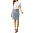 thumbnail image 2 of DARING DIVA Women's Ripped Hem Washed Jeans Denim Skirt M Blue, 2 of 6