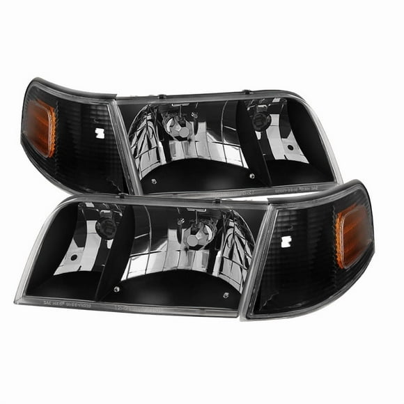 Xtune Headlight Assembly 9031021 Bulb Not Included; Standard Beam; Crystal Clear Lens; Black Housing; Uses Stock Bulb; Set Of 2; With Corner Lights