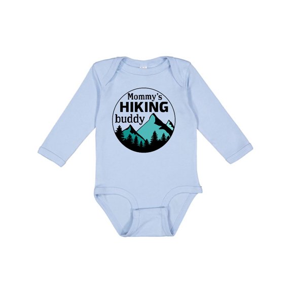 Inktastic Mommy's Hiking Buddy with Mountains and Trees Boys or Girls Long Sleeve Baby Bodysuit