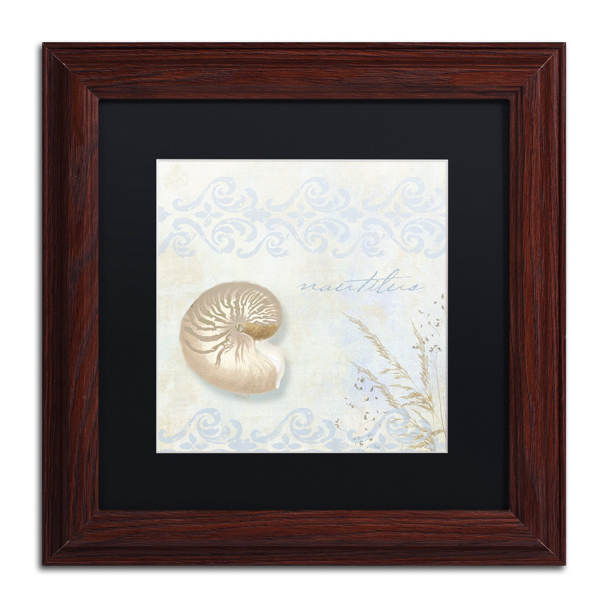 Trademark Fine Art "She Sells Seashells I" Canvas Art by Color Bakery, Black Matte, Wood Frame