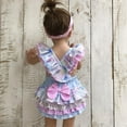 thumbnail image 3 of Baby Girls Clothing Gradient Ruffle Cross Back Bow Romper Jumpsuit, 3 of 4