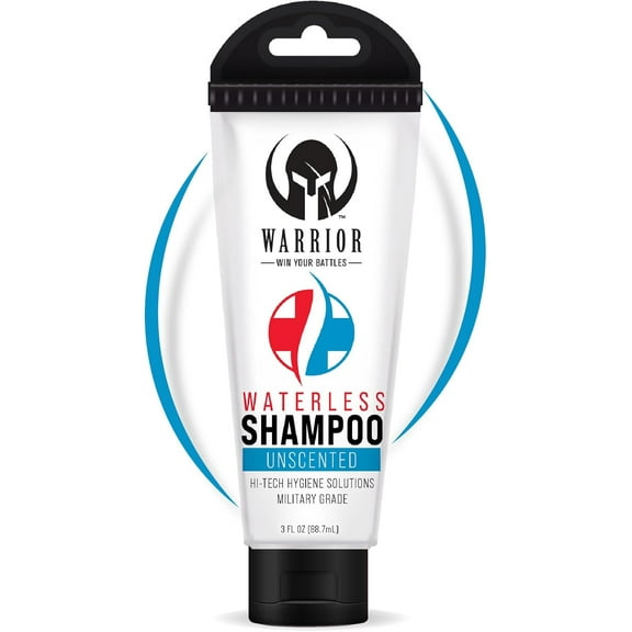 Warrior Waterless Shampoo for Oily Hair - USA Made Unscented & Travel Shampoo – PH Balanced Hair Shampoo for Men, Women, & Elderly – No Rinse Shampoo for Camping (3.0 FL OZ)