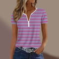 thumbnail image 6 of Kezqiaxn Blouses for Women Dressy Casual Zipper Short Sleeve V-Neck Work Shirts with Pocket Loose Tunic Blouses, 6 of 6