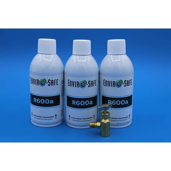 R600a Upright Refrigerant, 3 cans & Tap, R600, R600a