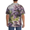 thumbnail image 3 of Balery Lilacs Teapot Scenic Painting Camisa Casual de Manga Corta con Botones para Hombre, Texturizada, Estilo Cubano, para Playa, Verano-X-Large, 3 of 5