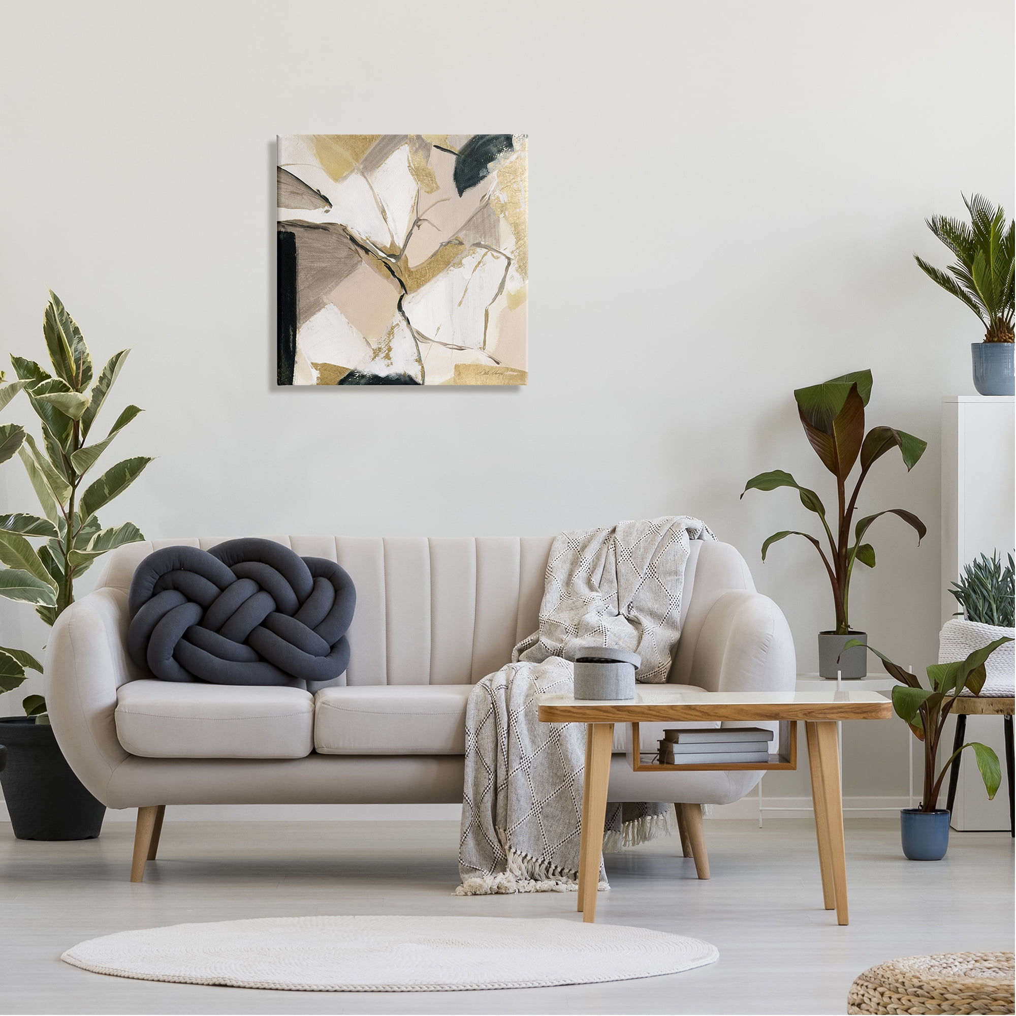 Stupell Industries Glam & Beige Abstraction Abstract Painting Gallery Wrapped Canvas Art Print Wall Art, 24 x 24