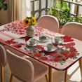 thumbnail image 3 of Red Valentine's Day Table Cloths for 4 Foot Rectangle Tables, Vintage Love Heart Roses Truck Gnomes Patio Waterproof Elastic Fitted Tablecloths, Washable Rectangular Table Cover for Camping, 3 of 8