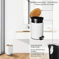 thumbnail image 5 of Elegante mini bote de basura, bote de basura con pedal y tapa de bambú, cubo interior extraíble y tapa de cierre suave para baño, dormitorio y oficina, 5 of 5
