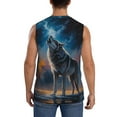 thumbnail image 4 of Pofeuu Lonely Night Sky Wolf Print Men's Muscle T-Shirt, Sleeveless, Muscle Tank, Classic Muscle Tee Top For Men Casual Sleeveless Muscle T-Shirt Trendy Clothes-Small, 4 of 7