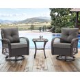 thumbnail image 6 of Syngar 3 Piece Patio Swivel Chairs, Swivel Conversation Set with Gray Cushions and Coffee Table, Outdoor All Weather Wicker Bistro Furniture Set, for Porch Lawn Balcony Backyard, D8002, 6 of 12
