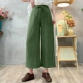 thumbnail image 2 of Lenpel Women's Cotton Linen Pants Lightweight Casual Elastic High Waisted Drawstring Wide Leg Pants Loose Lounge Trousers, 2 of 6