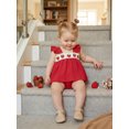 thumbnail image 5 of BemeyourBBs Newborn Baby Girls Summer Clothes Cute Infant Baby Girl Strawberry Outfits Strawberry Embroidery Flutter Sleeves Babydoll Shirt Tops and Elastic Ruffles Shorts Set, 5 of 9