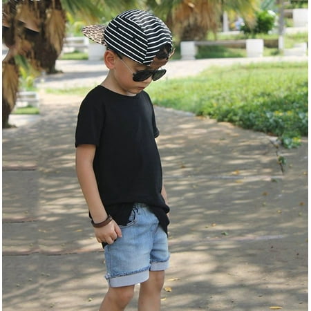 

Yubatuo Children Baby Boy Kid Soild T shirt Tops +Denim Shorts Outfits SetBlack90