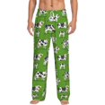 thumbnail image 1 of Kdxio Cows With Calfs Green Pattern Men's Pajama Pants, Elastic Waist with Drawstring and Pockets, Comfortable Loungewear-Small, 1 of 6