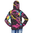 thumbnail image 4 of Cauagu Neon Gothic Skull Moon Print Sun Protection Jacket for Teen,Full-Zipper Long Sleeve Sun Shirts with Pockets UV Hoodie Shirts Outdoor Athletic Jacket-XX-Large, 4 of 7