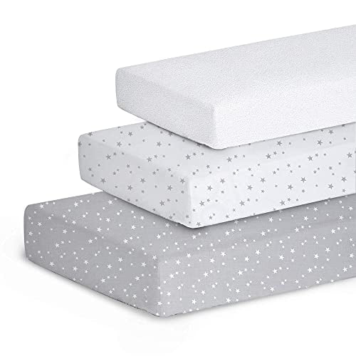 Pack of 3-100% Organic Cotton Bassinet Sheets with Waterproof Mattress Protector for Baby Boys and Girls Lilly B Certified by GOTS and Oeko TEX