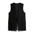 thumbnail image 6 of EYNMVR Tassel Vest Suede Cowgirl Long Fringe Waistcoat Sleeveless Cardigan Jacket Western Cowboy Outfit Hippie Vest Coat, 6 of 7