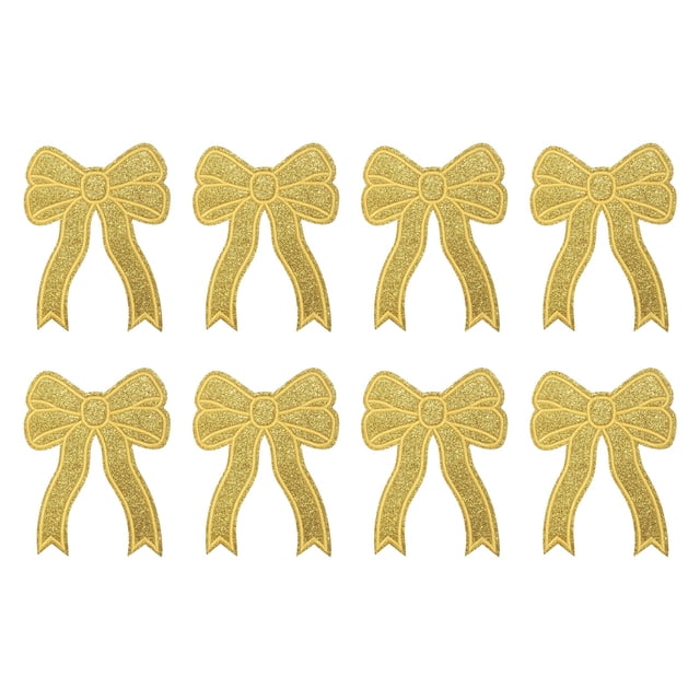 Parches de Lazo Brillantes Uxcell para Planchar, Lazos de Lentejuelas Bordados, Aplique para Gorras, Chaquetas, Ropa de Mujeres, Dorado