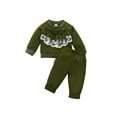 thumbnail image 2 of Qiylii Girls Clothes Set, Lace Ruffle Trim Splicing Long Sleeve Tops, Pants, 2 of 9
