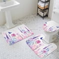 thumbnail image 3 of Spring Flower Bathroom Rugs Set Idyllic Purple Lavender Butterfly Non Slip Absorbent Soft Bath Mats 3 Piece Set with Bathroom Rug, U-Shaped Floor Mat, Toilet Seat Cover Small Size, 3 of 9
