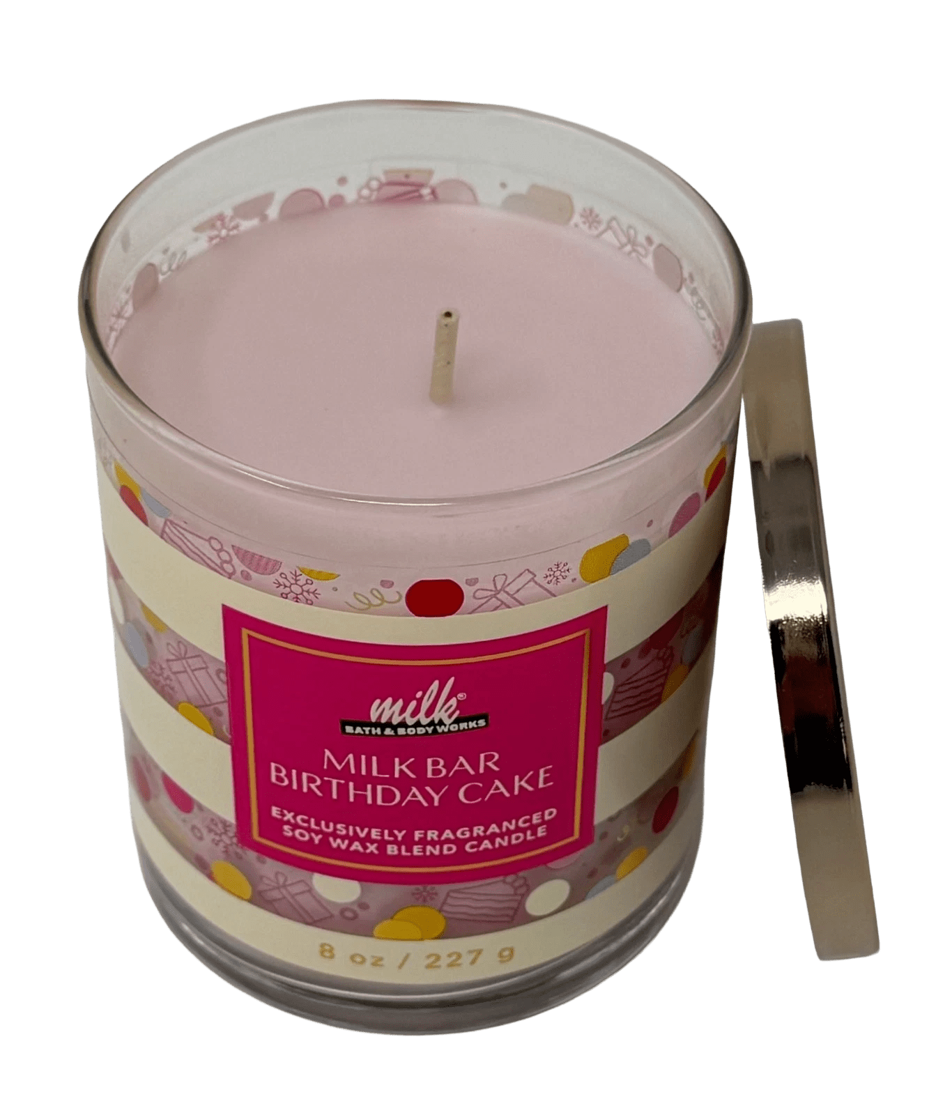 Bath & Body Works White Barn Milk Bar Birthday Cake Single Wick Candle 8 oz