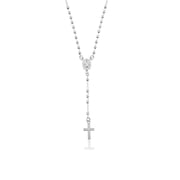 Brilliance Fine Sterling Silver Beaded Rosary Necklace with Adjustable Chain