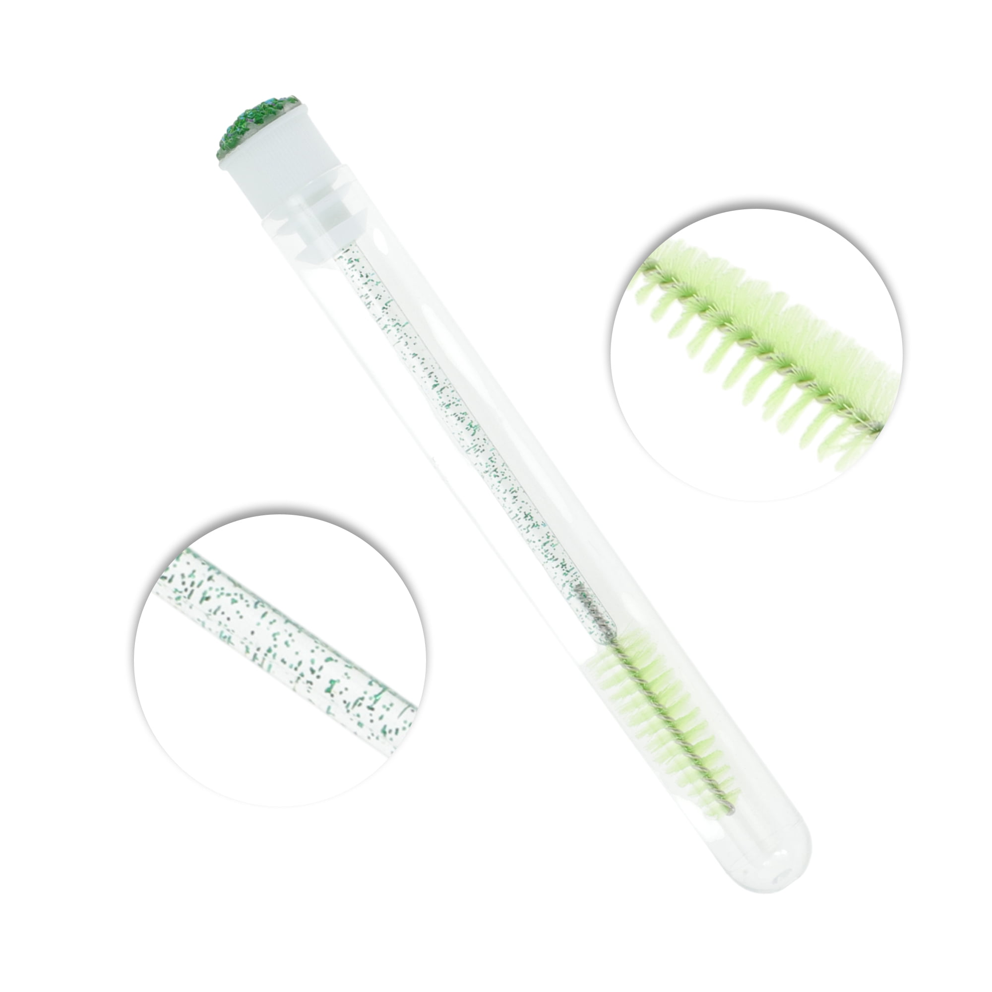Unique Bargains 1 Pc Soft Reusable Eyelash Brush for Vacation in Tube Deep Green