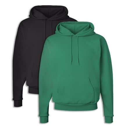 Hanes P170 Mens EcoSmart Hooded Sweatshirt XL 1 Black + 1 Kelly ...
