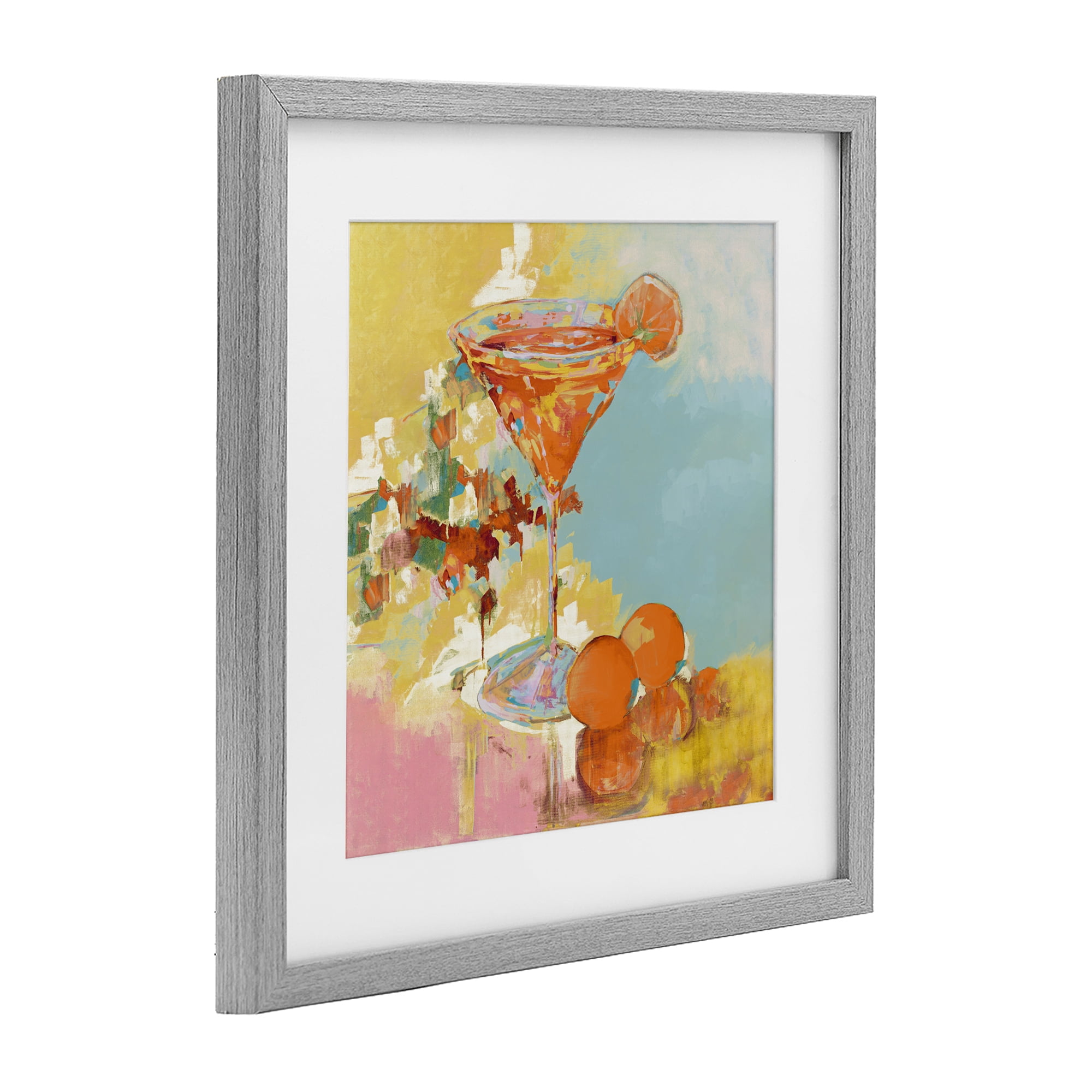 Stupell Industries Summer Citrus Martini Gray Framed Print Under Glass, design by Jane Slivka