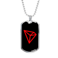thumbnail image 1 of Tron (TRX Crypto Necklace Stainless Steel or 18k Gold Dog Tag 24" Chain, 1 of 8