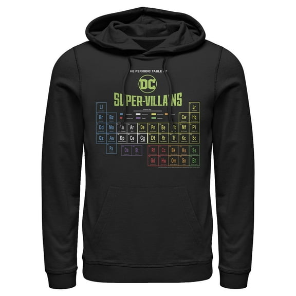 Men's Justice League Periodic Table of Super-Villains  Pull Over Hoodie