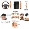 thumbnail image 7 of Yuyamidu Flower Car Seat Cover for Women Orange Steering Wheel Cover Seat Belt Strap Pad Trash Bag Hanging Storage Bag Rearview Mirror Accessory Cup Holder Key Chain 15 Pieces, 7 of 7